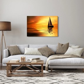 Obraz - Plachetnica pri západe slnka (90x60 cm)