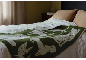 Vlnená deka Koirapuisto 90x130, olivovo-biela