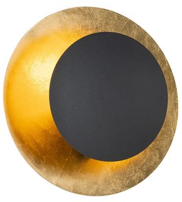 Art Deco nástenná lampa čierna so zlatom - Emilienne