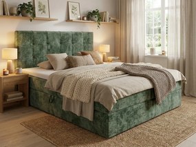 Čalúnená posteľ boxspring DIRELIS VIBE 180x200 cm tmavozelená Matrac: Bonell pružinová matrac