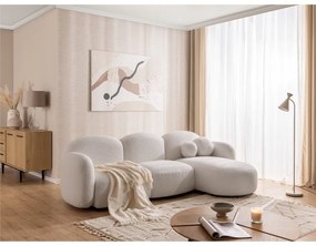 Krémová rohová pohovka z textílie buklé (pravý roh/s leňoškou) Orbit – Ropez