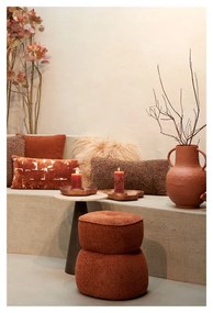 Oranžový taburet z textílie buklé Leyla – Light &amp; Living