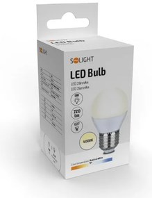 SOLIGHT LED žiarovka miniglobe matná G45 8W, E27, 4000K, 720lm