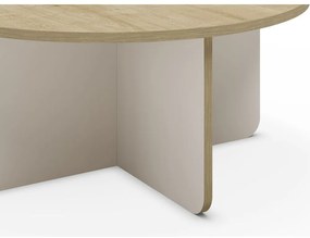 Krémovobiely/v prírodnej farbe okrúhly konferenčný stolík s doskou v dubovom dekore ø 80 cm Hillary – Marckeric