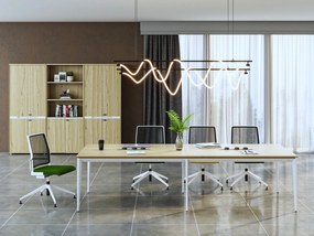 Zasadací stôl Houseland Profit Meet 02 so 6 zásuvkami 300 cm prírodný dub