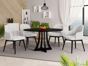 Okrúhly stôl Dagerto FI 100 so 4 stoličkami ST105 05, Dostupné poťahy: Magic Velvet 2225, Farby: biely lesk / čierny lesk