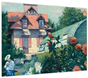 Sklenený obraz - Gustave Caillebotte, Dahlias, Garden at Petit Gennevilliers, reprodukcia (70x50 cm)
