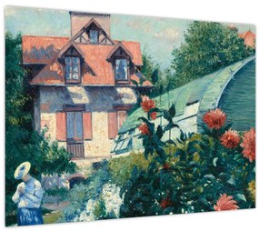 Sklenený obraz - Gustave Caillebotte, Dahlias, Garden at Petit Gennevilliers, reprodukcia (70x50 cm)