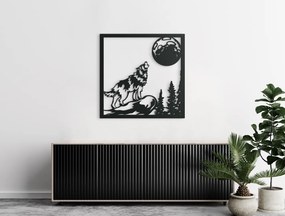 drevko Drevený obraz Vodca vlčej svorky Rozmer obrazu: 32,5 x 32,5 cm, Farba dekorácie: Čierna