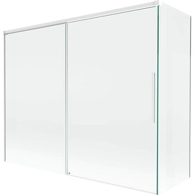 Mexen Rox, 2-krídlová posuvná vaňová zástena 190 + 80 x 150 cm, 8mm číre sklo, biely profil, 8C9-190-080-20-00