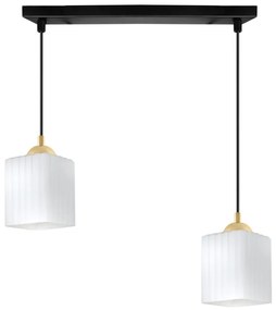 Závesné svietidlo Riffle Square, 2x biele sklenené tienidlo, b/g