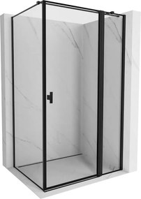 Mexen Mist T, sprchový kút s krídlovými dverami, pravý, 85 x 115 cm, 8mm číre sklo, čierny profil, 8A4T-115-085-70-70-P