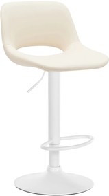 Barová stolička Camden - koženka, biely rám - Krémová