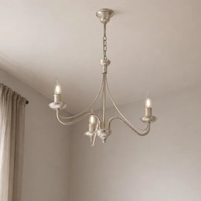 Luster na reťazi ANTON 3xE14/60W/230V biela patina