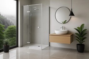 Rea Atlas, sprchovací kút 100 (dvere) x 100 (stena), ľavá strana, 6mm číre sklo, chrómový profil, KPL-K4564