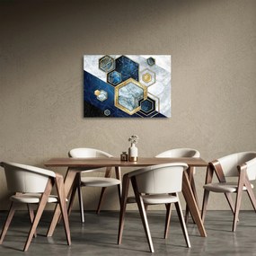 Sklenený obraz - Mramorové hexagóny (70x50 cm)
