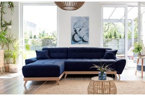 Námorníckymodrá rozkladacia variabilná rohová pohovka Miuform Dazzling Daisy