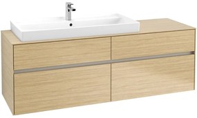 VILLEROY &amp; BOCH Collaro závesná skrinka pod umývadlo na dosku (umývadlo vľavo), 4 zásuvky, s LED osvetlením, 1600 x 500 x 548 mm, Nordic Oak, C029B0VJ