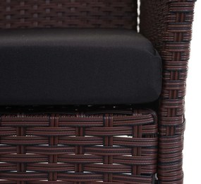 Polyratanová záhradná lavica Halden - melírovaná hnedá, čierny vankúš