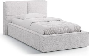 Svetlosivá čalúnená jednolôžková posteľ s úložným priestorom s roštom 90x200 cm Darren – Micadoni