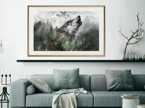 Artgeist Plagát - Howling Wolf [Poster] Veľkosť: 45x30, Verzia: Zlatý rám