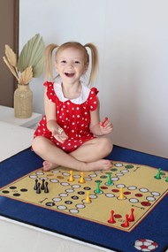 Hrací koberec Človeče nehnevaj sa + figúrky a kocka - 92x92 cm