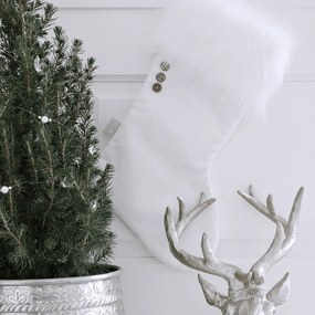 Vianočná pančucha biela s bielou kožušinou 42x26cm