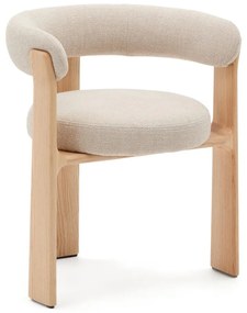 Béžové/v prírodnej farbe jedálenské kreslo s podrúčkami z jaseňového dreva Granite – Kave Home