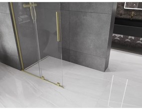 Mexen Velar L, posuvná sprchová zástena Walk-in 120 x 200 cm, 8mm číre sklo, zlatá matná, 871-120-003-03-55