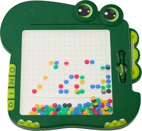 LEAN Toys Edukačná magnetická tabuľka s dinosaurami a puzzle, zelená