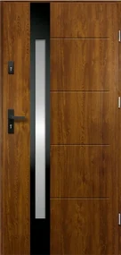 Vchodové dvere, rozmer vr. zárubne: 1000 × 2070 mm, oceľ, pravé, dub zlatý, presklené