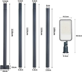 Brilagi-LED Vonkajšie svietidlo so stĺpom a 4 m káblom URBANLIGHT LED/100W/230V antracit IP65