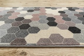 Behúň HEOS 78537 sivý / ružový / krém HEXAGON
