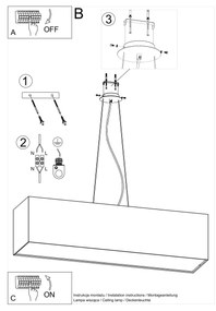 Závesné svietidlo Santa, 1x biele textilné tienidlo, (biely plast), (120 cm)