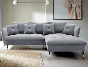 Rohová sedacia súprava Glam, svetlo šedá látka, pravý roh%