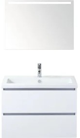 Kúpeľňový nábytkový set Vogue 80 cm s keramickým umývadlom a zrkadlom s LED osvetlením biela vysoko lesklá