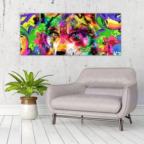 Obraz - Vlk s graffiti (120x50 cm)