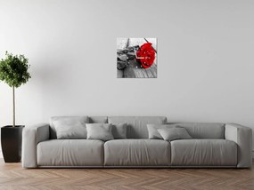 Gario Obraz s hodinami Červená ruža Rozmery: 60 x 40 cm