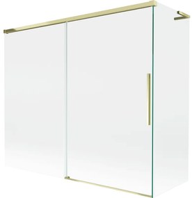 Mexen Rox, L posuvná 2-krídlová vaňová zástena 180 + 80 x 150 cm, 8mm číre sklo, zlatý lesklý profil, 8C9L-180-080-50-00