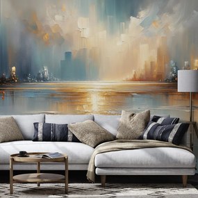 Tapeta abstraktná mestská krajina v teplých tónoch