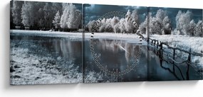 Obraz - Zamrznutá krajina (s hodinami) (90x30 cm)