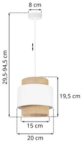 Závesné svietidlo BOHO, 1x jutové/biele textilné tienidlo