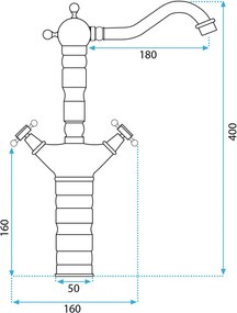 Rea Rustico, vysoká drezová batéria h-370, zlatá matná, REA-B5521