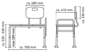 Ridder - Sedátko do vane s madlom 70x63 cm biela