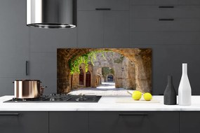 Sklenený obklad Do kuchyne Zunel ulička architektúra 125x50 cm