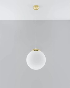 Závesné svietidlo Ugo, 1x biele sklenené tienidlo, (fi 30 cm), g