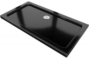 Mexen Flat obdĺžniková sprchová vanička slim 120 x 70 cm, čierna, sifon chromový- 40707012
