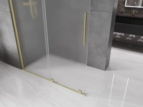 Mexen Velar, sprchová zástena s posuvnými dverami Walk-in 150 x 200 cm, 8mm sklo námraza, zlatá matná, 871-150-000-33-55