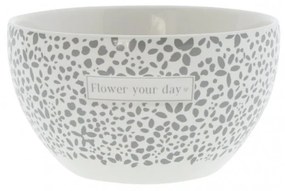 Bowl White/Flower your day Grey13x7cm