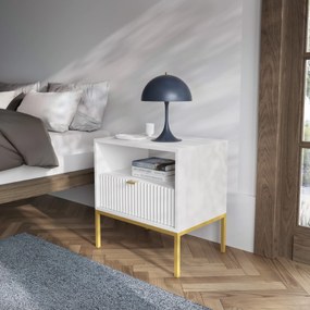 PROXIMA.store - Dizajnový nočný stolík - NOVA (set 2 ks) FARBA: biela, FARBA NÔH: zlatá